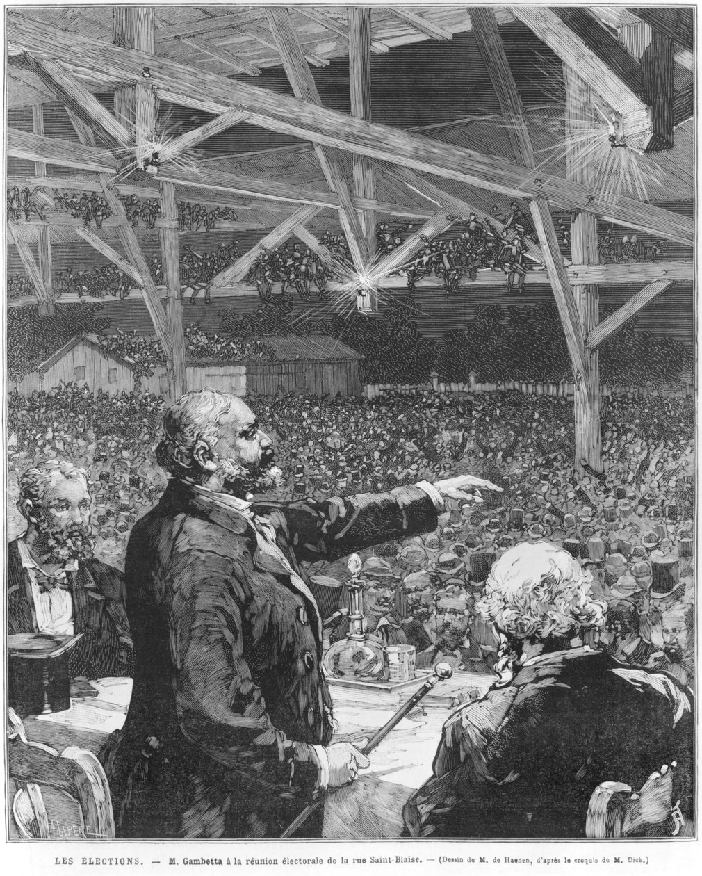 Leon Gambetta bei der Wahlversammlung in der Rue Sainte-Blaise von Frederic de Haenen