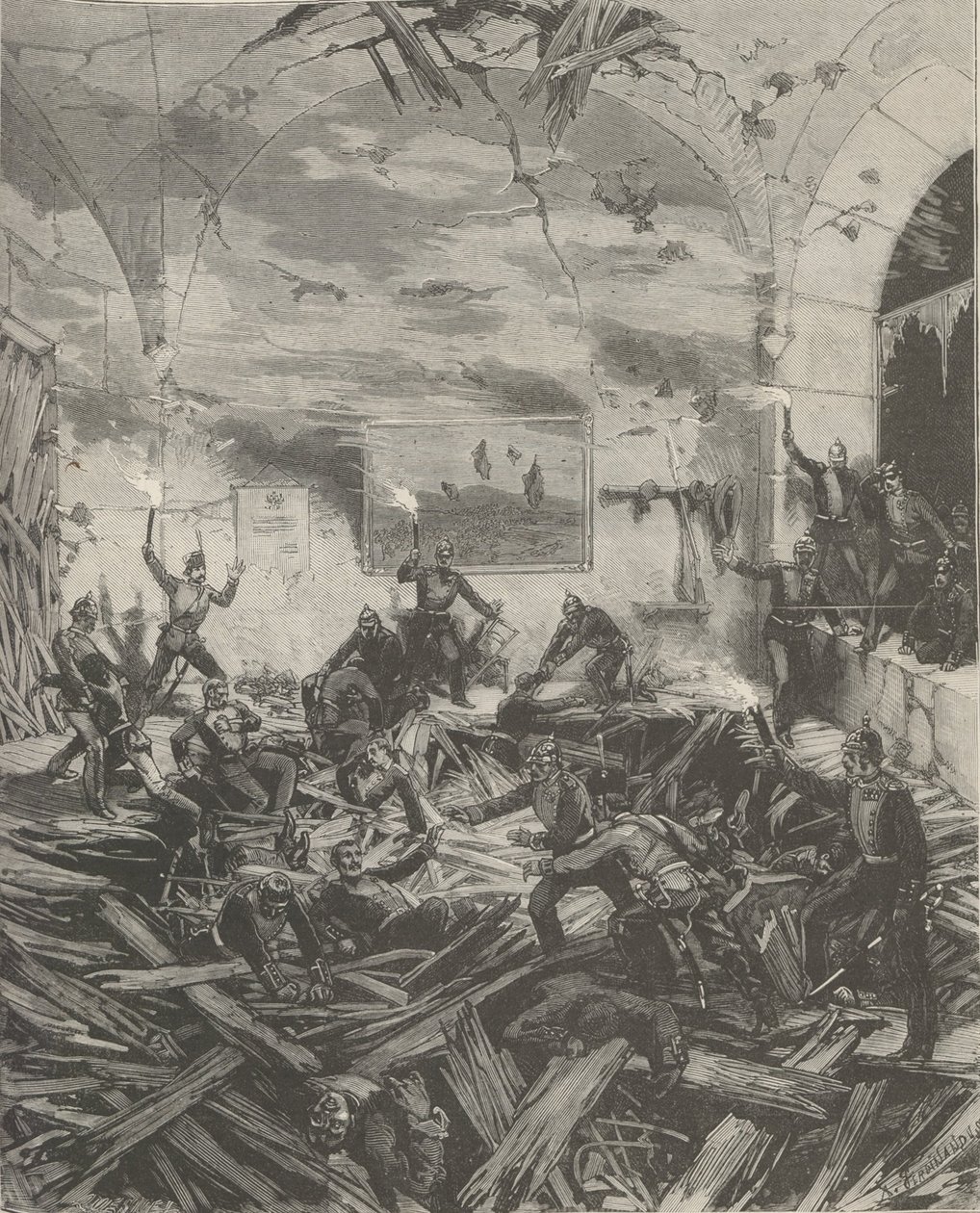 Der Winterpalast nach der Explosion, Abend des 17. Februar 1880 von Frederic de Haenen