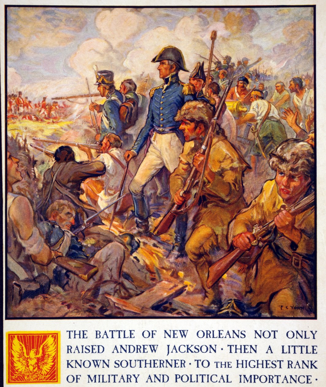 Andrew Jackson während der Schlacht von New Orleans, veröffentlicht 1922 von Frederick Coffay Yohn