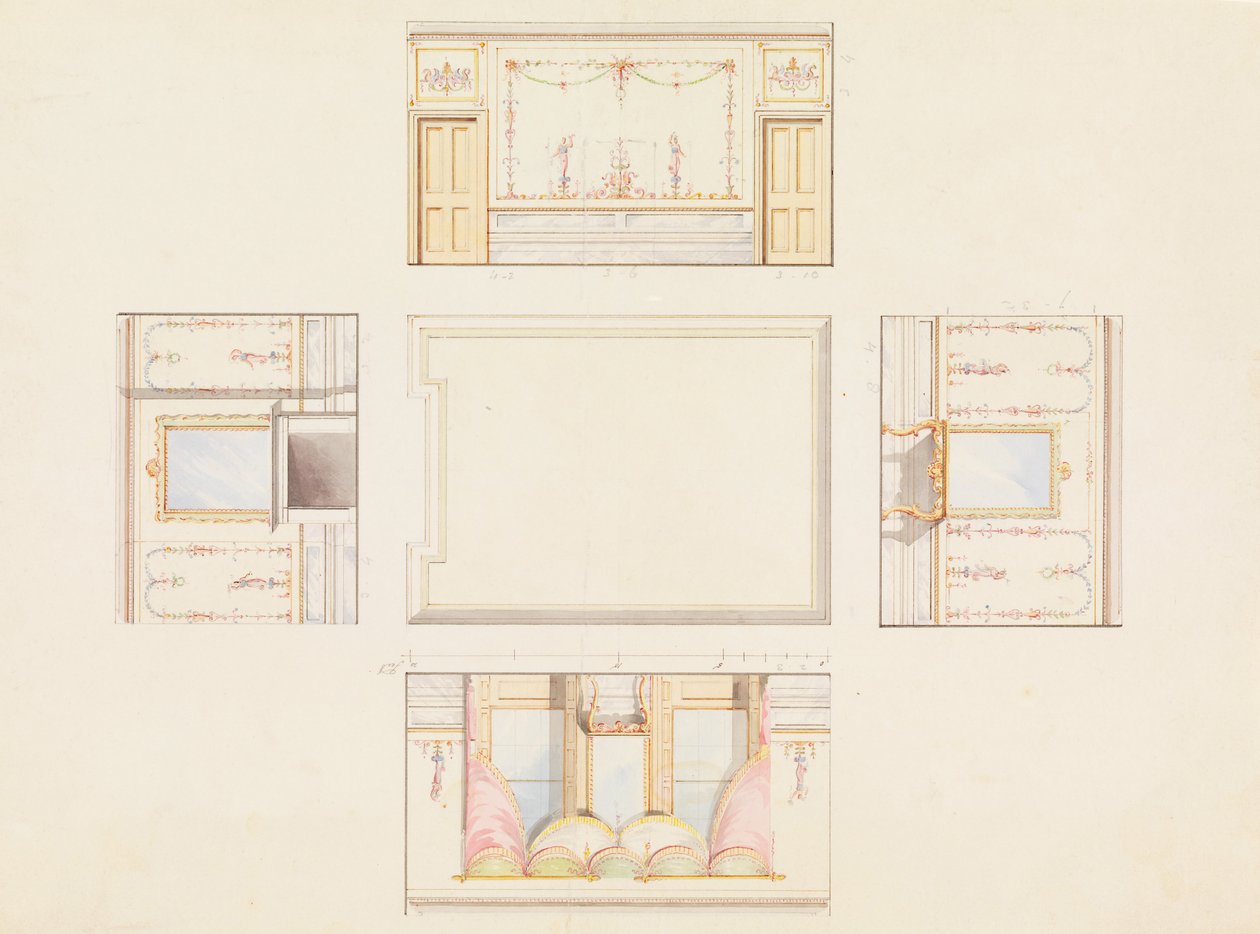 Entwurf für Decke und vier Wände eines Raumes von Frederick Crace