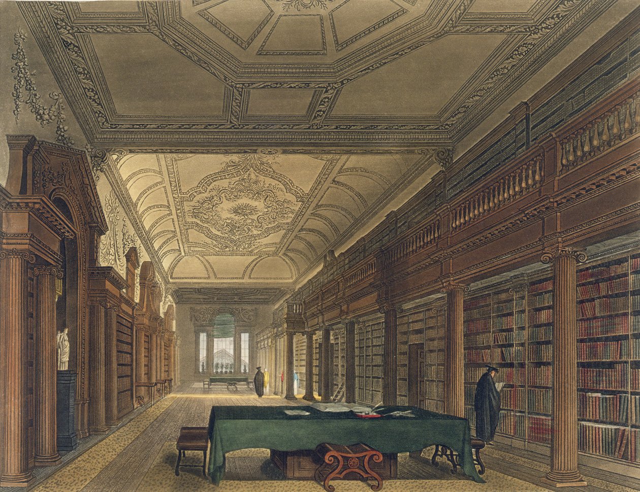 Innenansicht der Bibliothek von Christ Church, Illustration aus der 