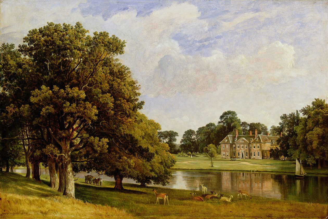 Hirsche, die am See weiden, Chilston Park, Kent von Frederick Richard Lee