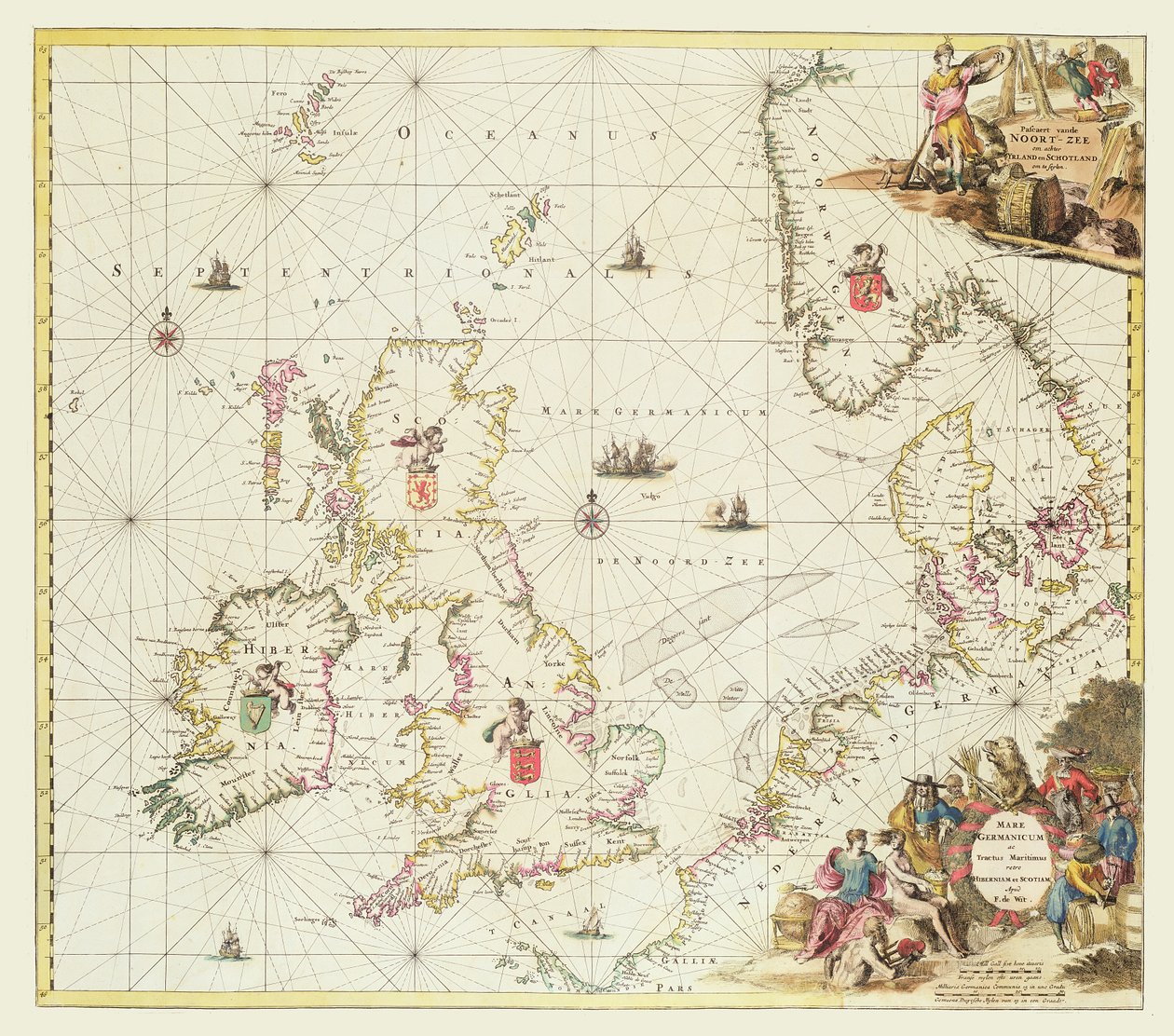 Karte der Nordsee, ca. 1675 von Frederick de Wit
