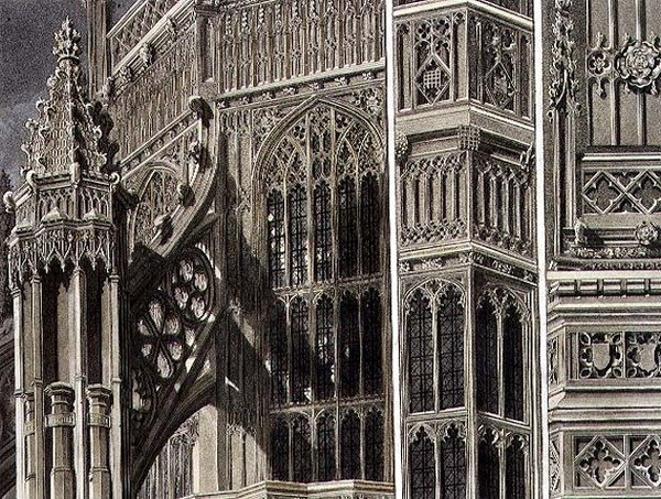 Fragmente und Teile des Äußeren der Henry VII-Kapelle, Tafel 12 aus 