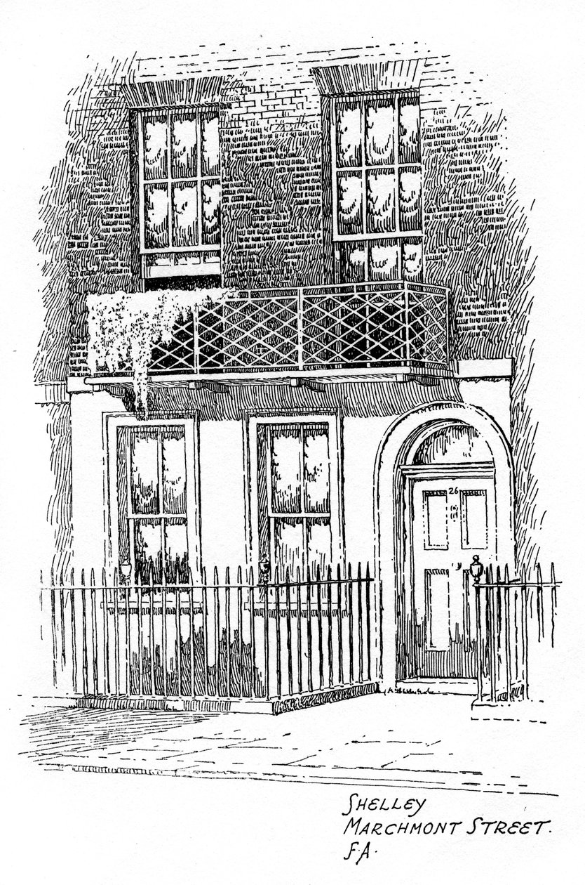 Haus von Percy Bysshe Shelley, Marchmont Street, Bloomsbury, London von Frederick Adcock