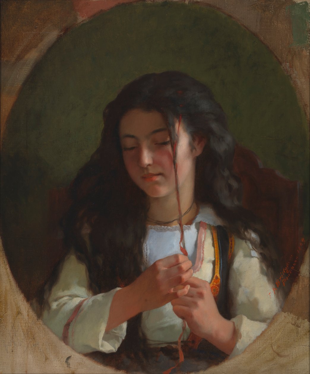 Studie eines jungen Mädchens, Pont Aven von Frederick Arthur Bridgman