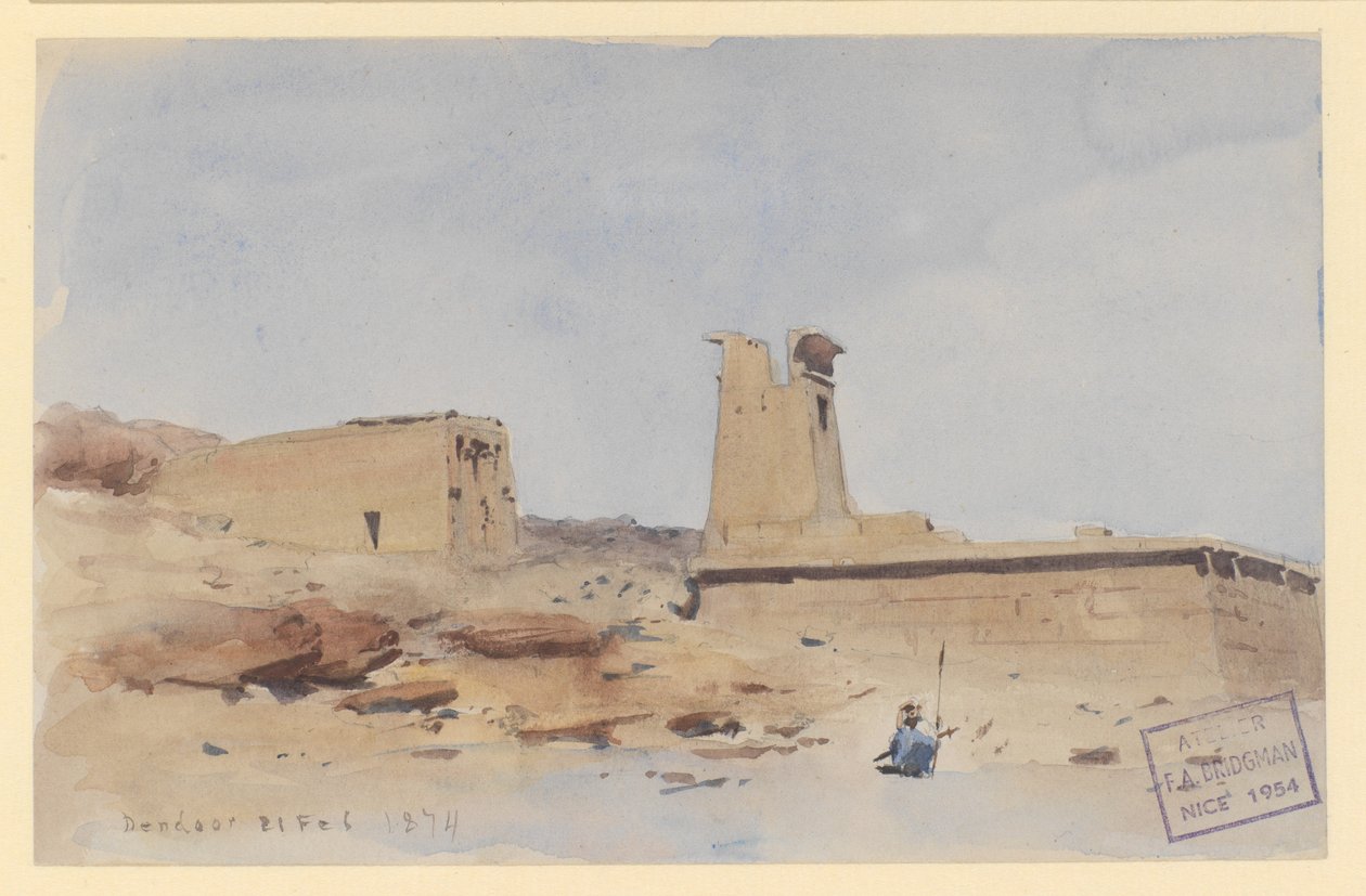 Der Tempel von Dendur, zeigt den Pylon und die Terrasse von Frederick Arthur Bridgman