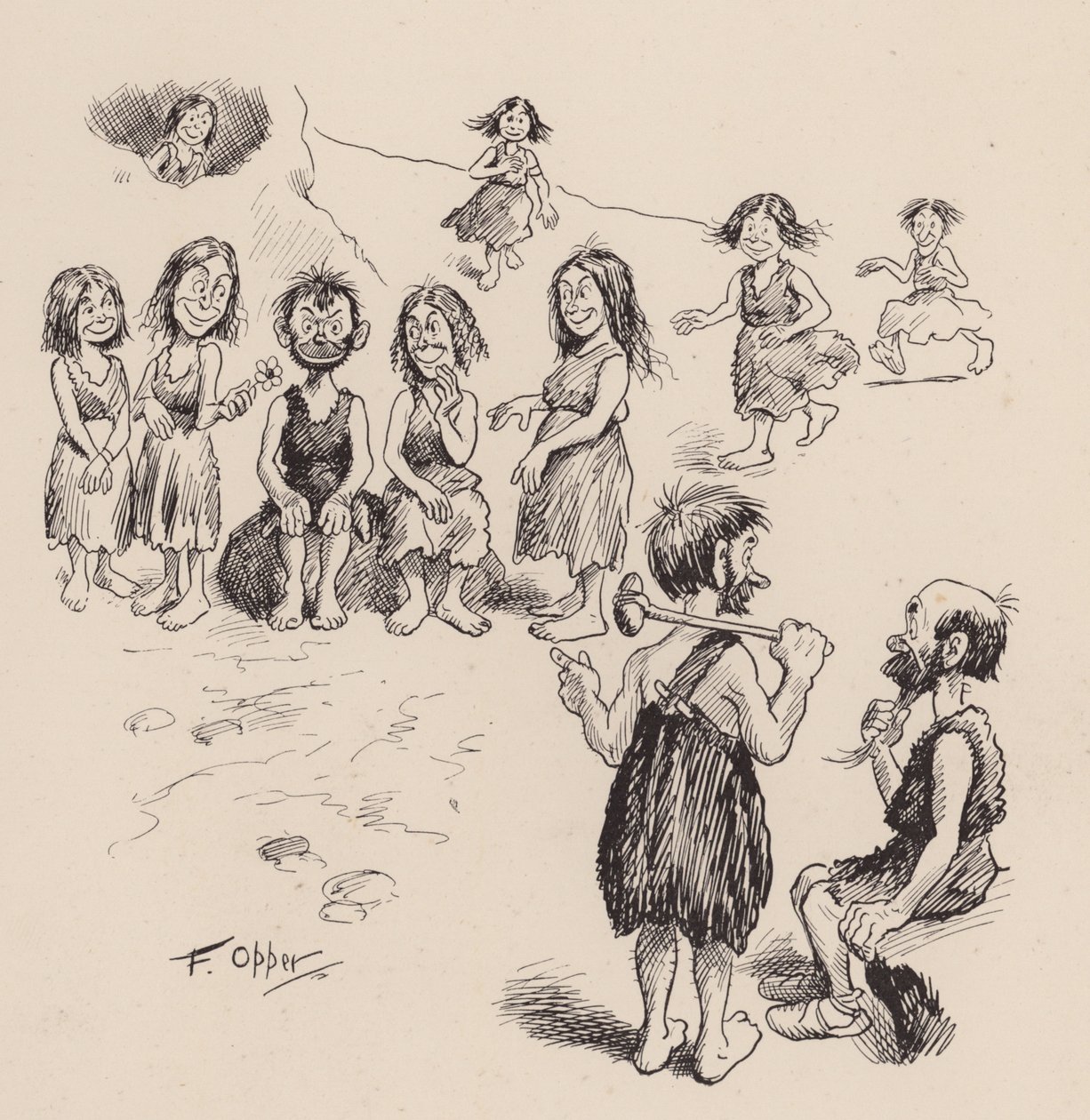Unsere antediluvianen Vorfahren von F Opper: Nummer Sechsundvierzig (Lithografie) von Frederick Burr Opper