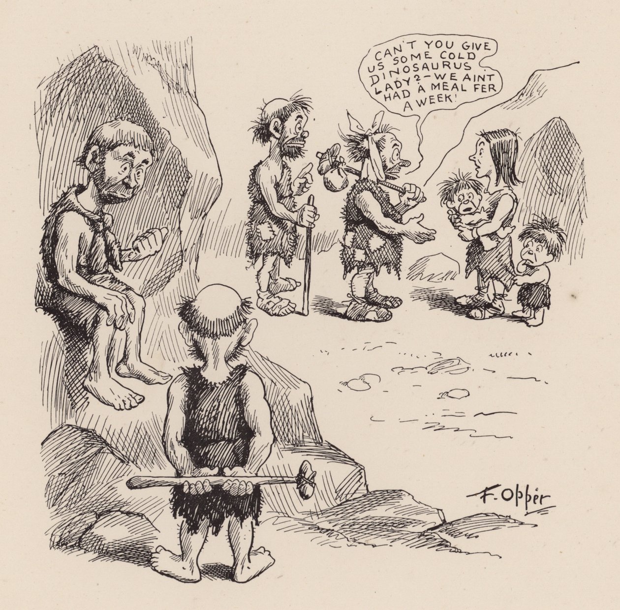Unsere antediluvianen Vorfahren von F Opper: Nummer Zweiunddreißig (Lithografie) von Frederick Burr Opper