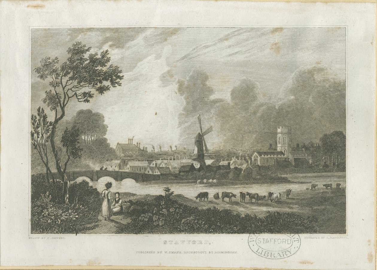 Stafford - Südwestansicht: Gravur, undatiert [ca. 1830] von Frederick Calvert