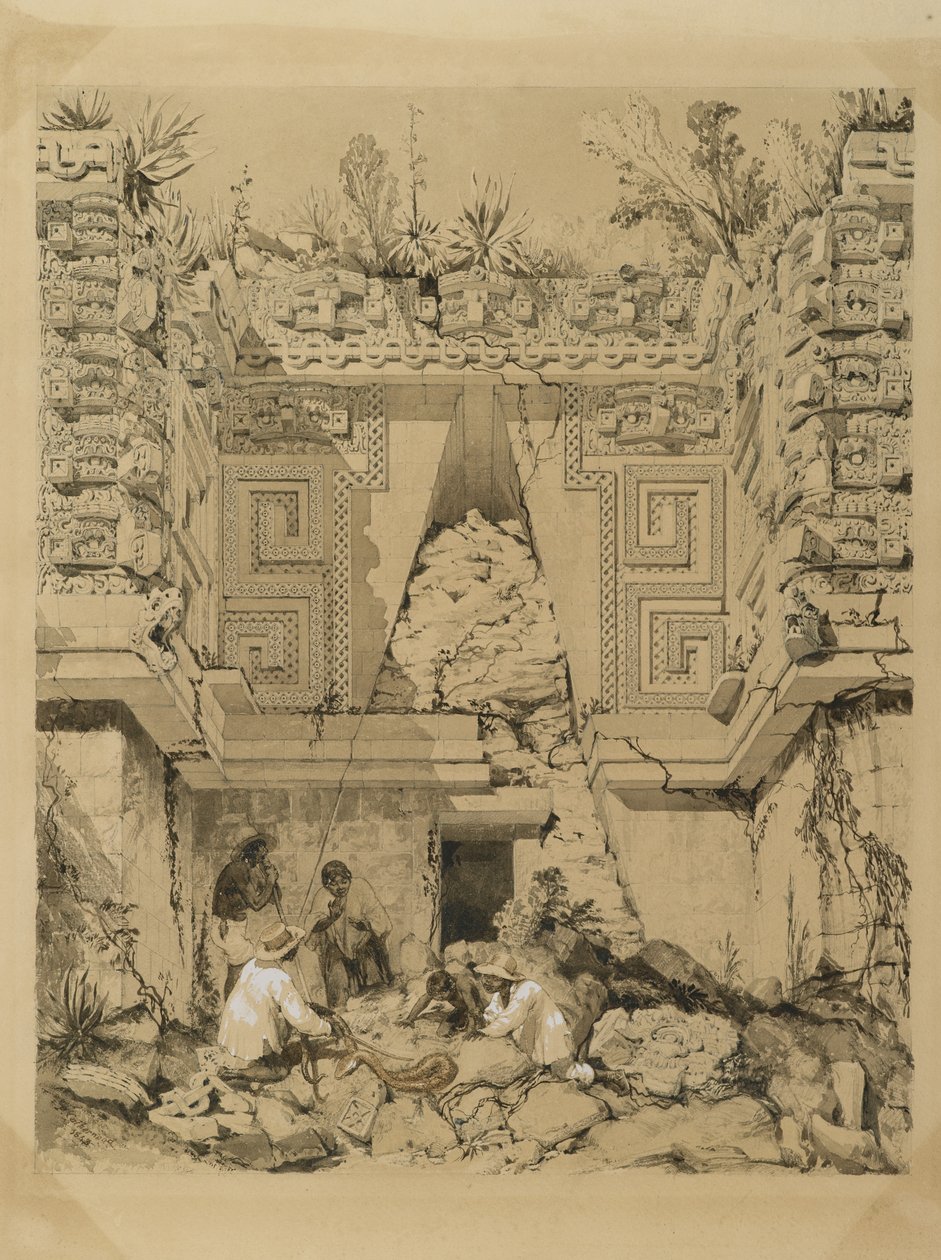 Torbogen, Casa del Gobernador, Uxmel, Yucatan, 1843 von Frederick Catherwood