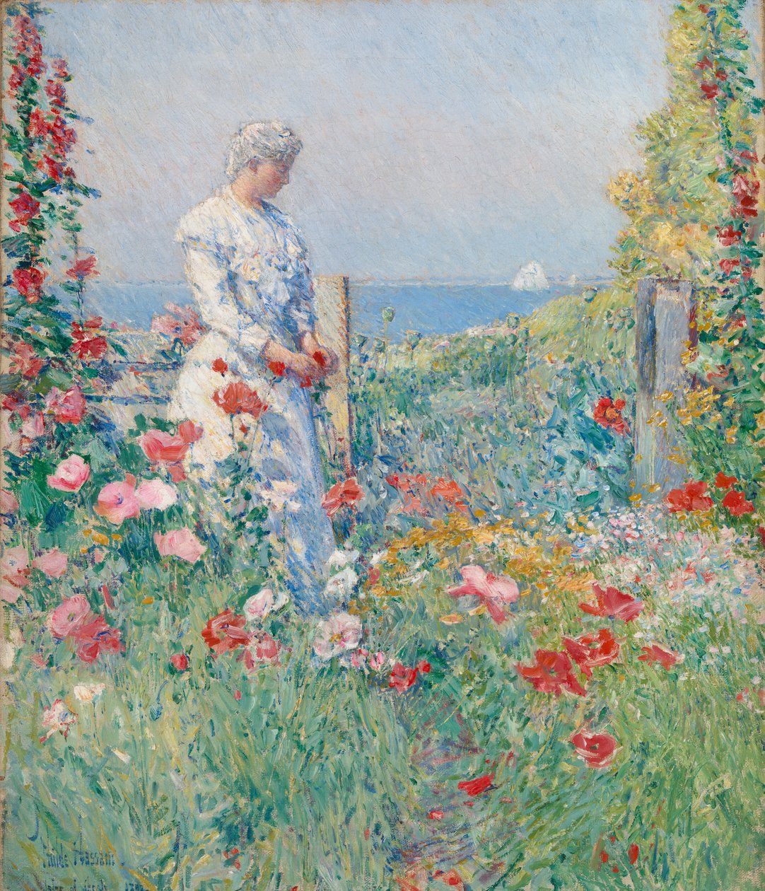 Im Garten Celia Thaxter in ihrem Garten, 1892 von Frederick Childe Hassam