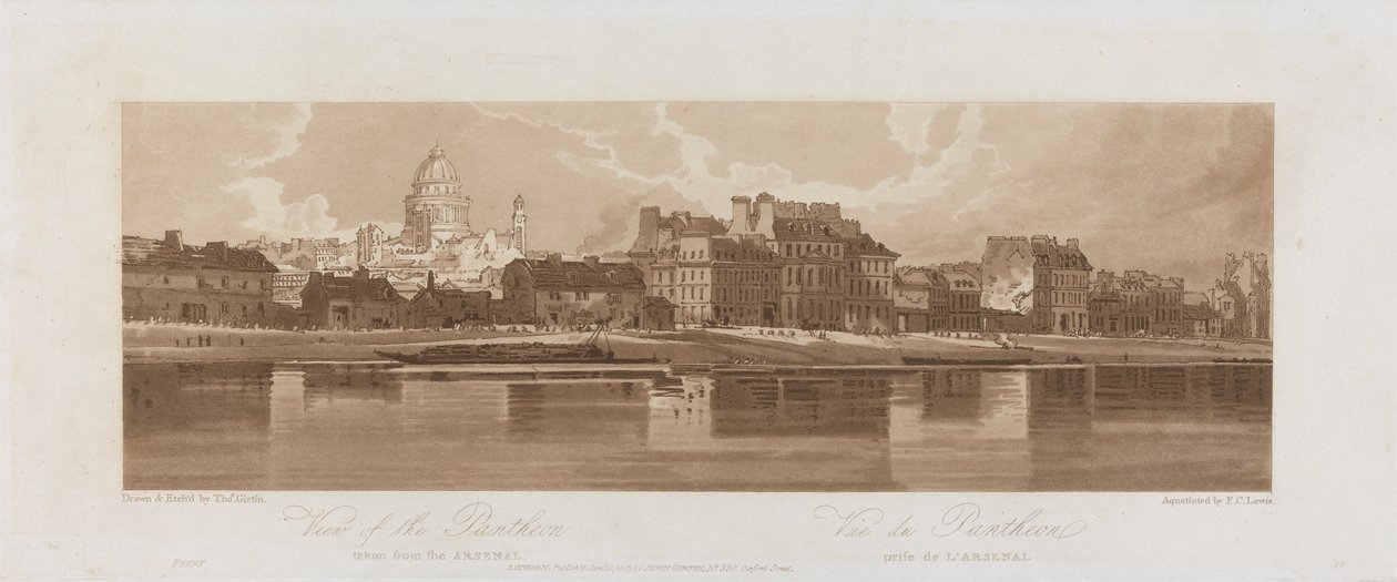 Ansichten des Pantheon, vom Arsenal aus gesehen 1803; Platte 12 aus Ansichten in Paris, das Emanuel-Volumen Nachzeichnung der Platte 1981.25.2621 von Frederick Christian Lewis the Elder