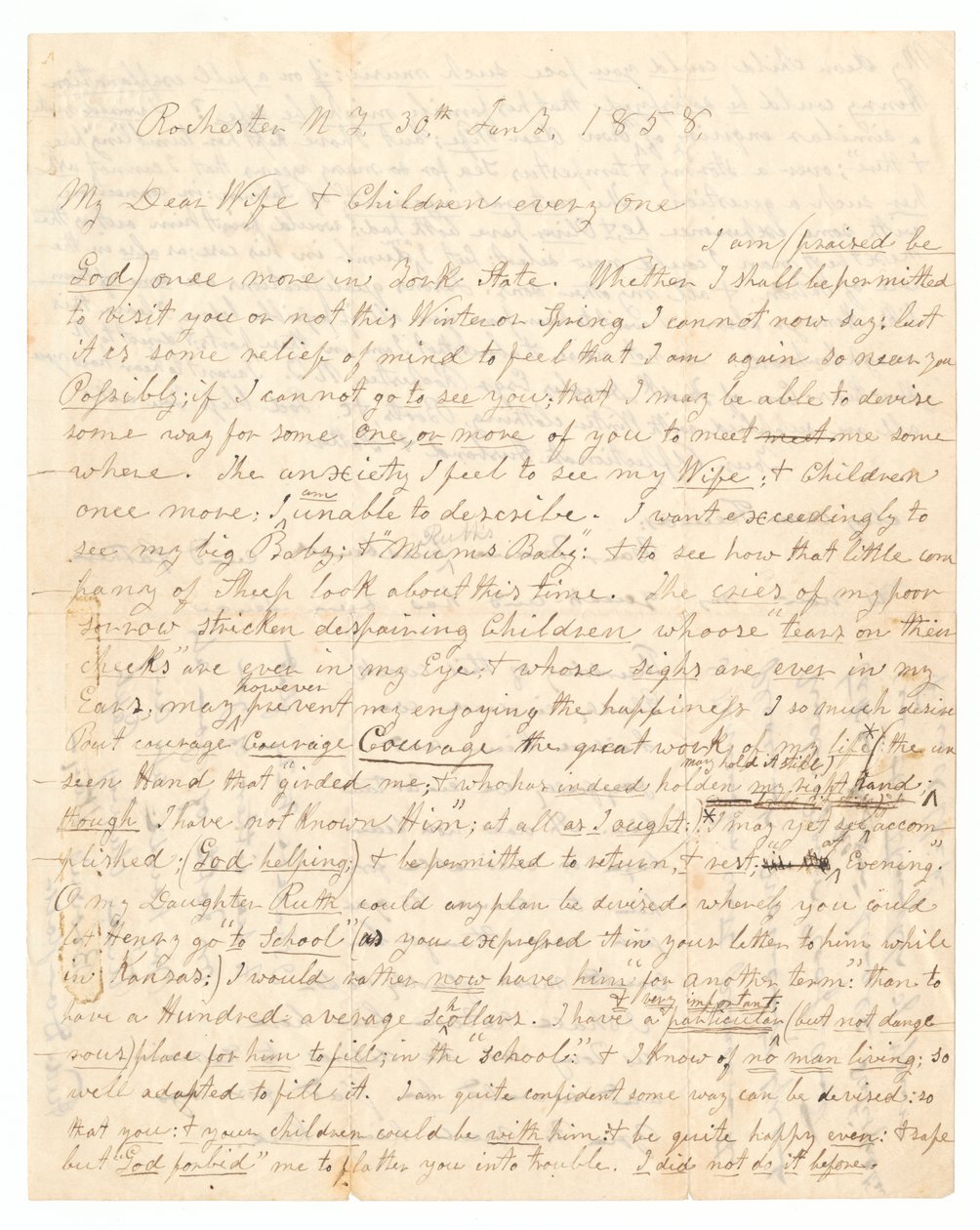 Brief von John Brown und Frederick Douglass an Browns Frau und Kinder, 30. Januar 1858 von Frederick Douglass
