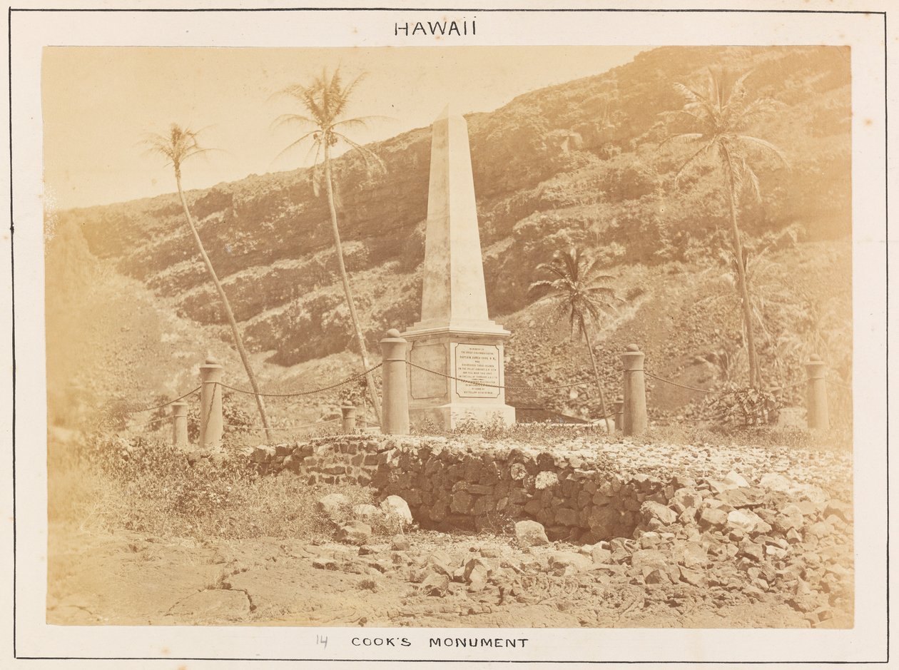 Pazifikstation auf der HMS Triumph - Platte 14, Cook-Denkmal, Hawaii von Frederick George Denham Bedford