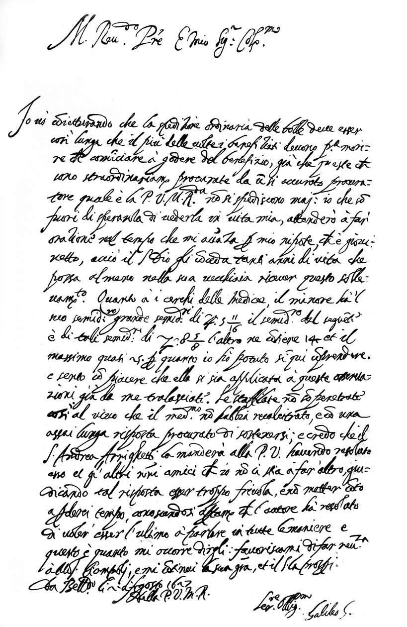 Brief von Galileo Galilei, 1627 1865 von Frederick George Netherclift