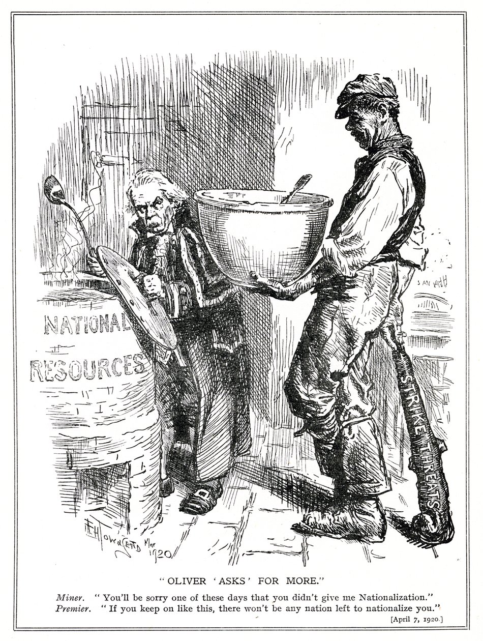 Lloyd George sieht sich Streikdrohungen der Bergleute gegenüber, April 1920 von Frederick Henry Townsend