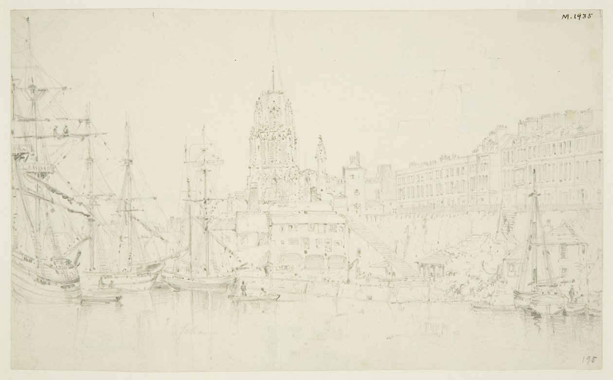 St. Mary Redcliffe und Redcliffe Wharf von der Prince Street Bridge von Frederick Mackenzie