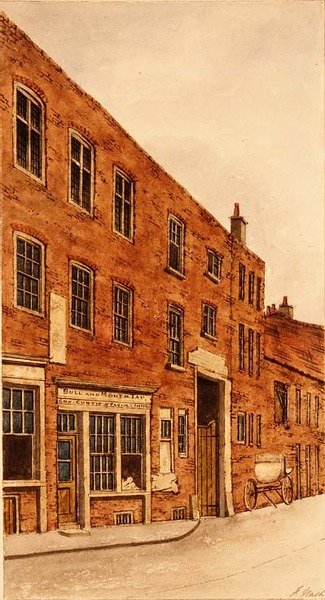 Bull and Mouth Inn, St. Martin le Grand von Frederick Nash