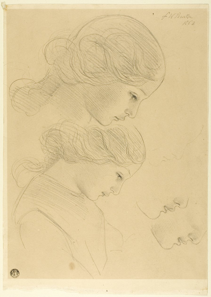 Skizzen eines Frauenprofils von Frederick William Burton