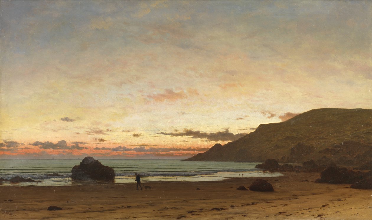 Küstenszene mit einem Mann und einem Hund, 1886 von Frederick William Meyer