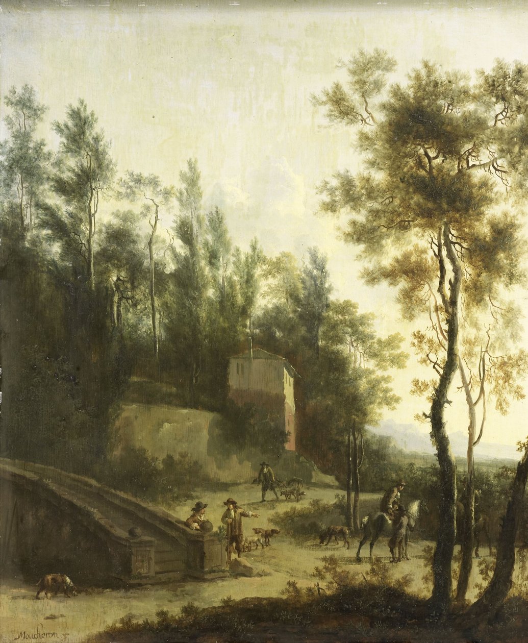 Italienische Landschaft mit Jägern von Frederick de (manner of) Moucheron