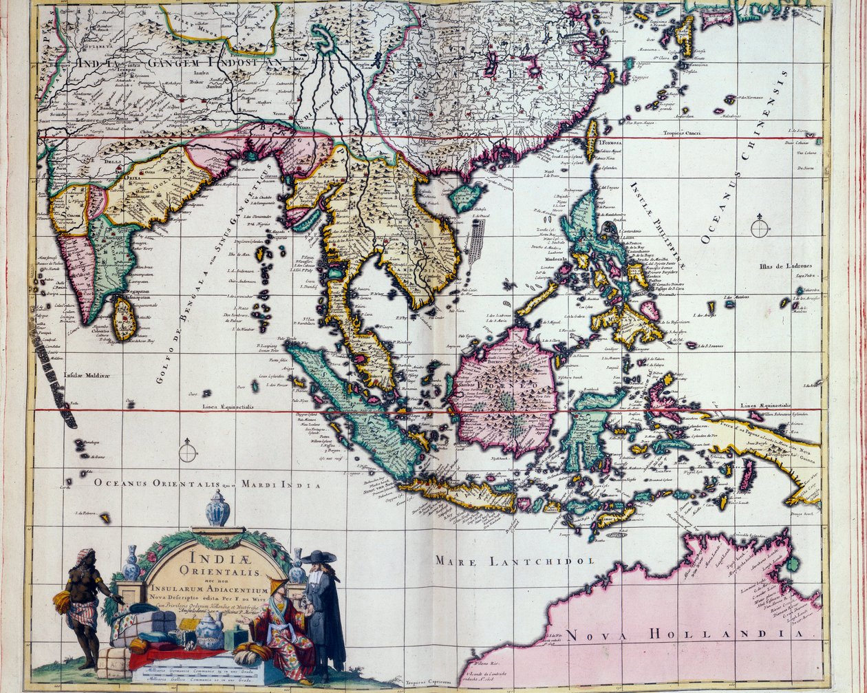Geographie: Karte der Ostindien von Frederick de Witt (aktiv um 1650). 17. Jahrhundert. Paris, B.N. von Frederick de Wit