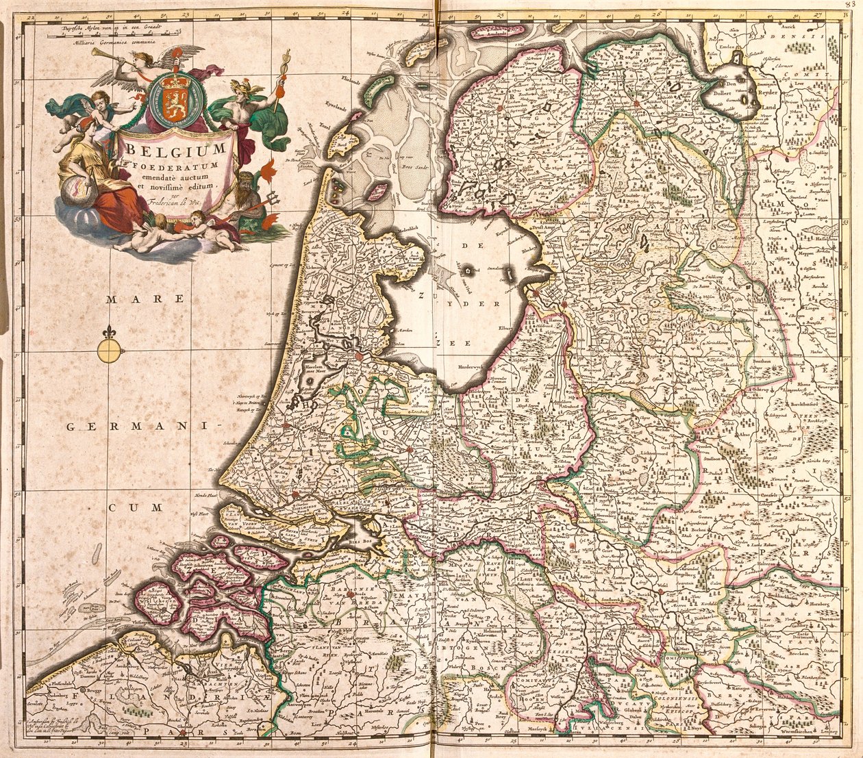 Karte der Belgischen Föderation (Belgien) (Radierung) von Frederick de Wit