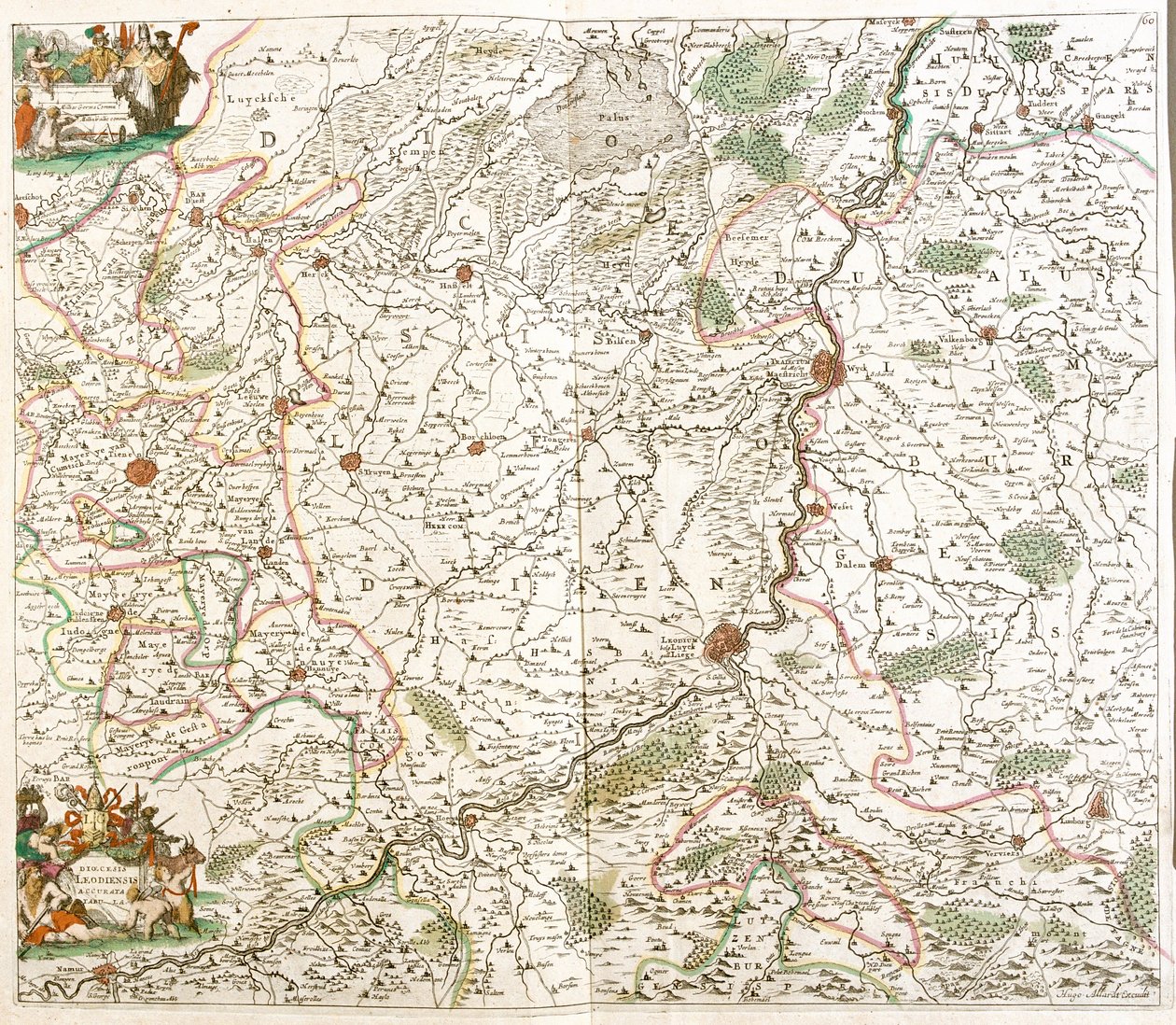 Karte des Bistums Lüttich (Belgien) von Frederick de Wit