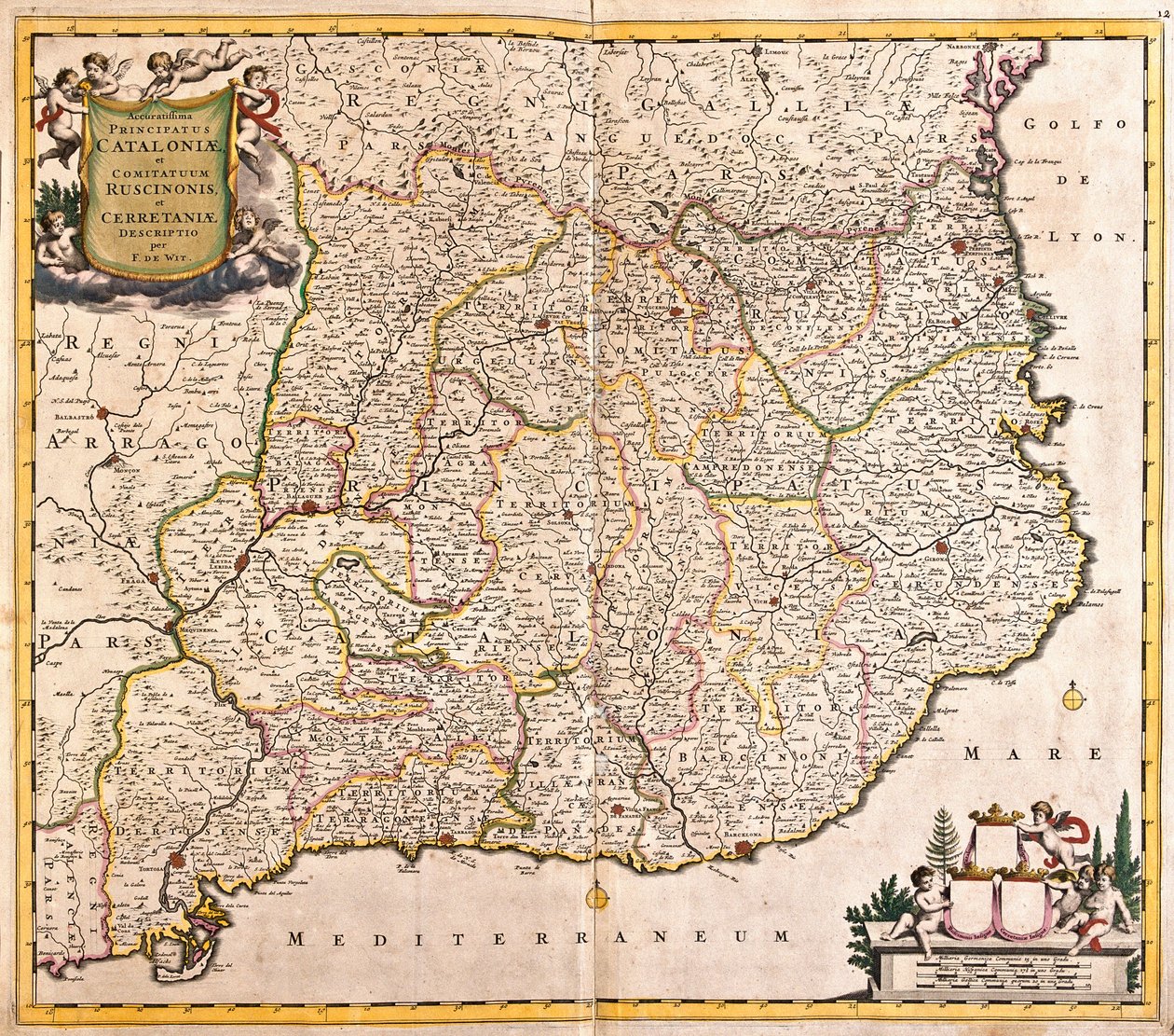 Karte der Fürstentümer Katalonien (Spanien) (Radierung) von Frederick de Wit