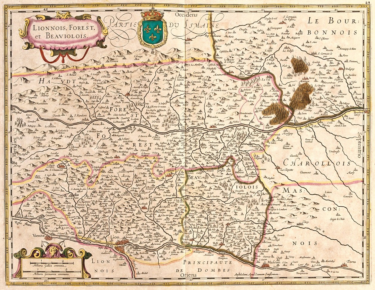 Karten der Gebiete Lyon und Beaujolais (Frankreich) von Frederick de Wit