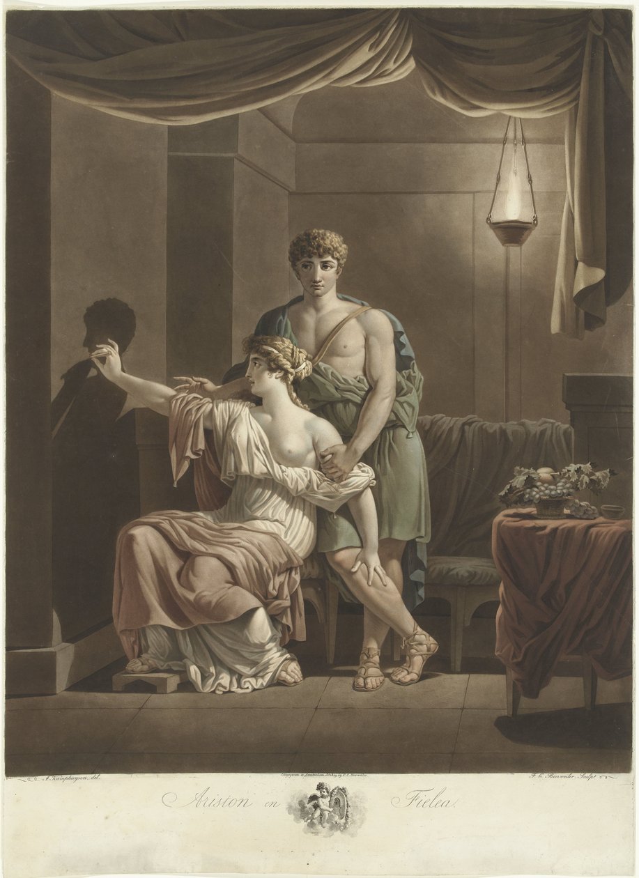 Philea zeichnet das Porträt ihres Geliebten Ariston mit Hilfe seines Schattens an der Wand von Frederik Christiaan Bierweiler