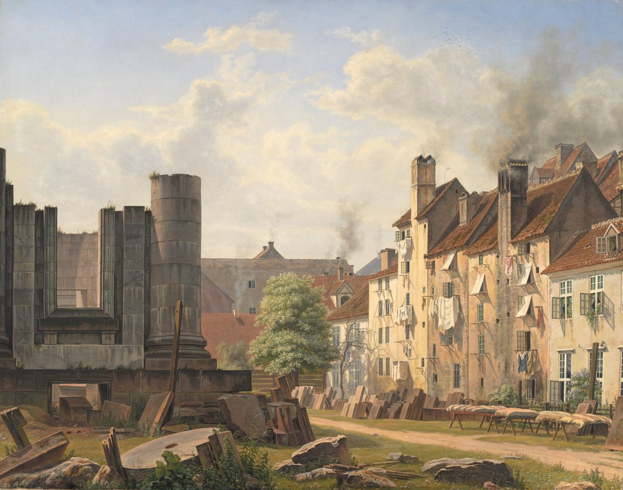 Blick auf den Marmorsquare mit den Ruinen der unvollendeten Frederikskirche von Frederik Hansen Sodring