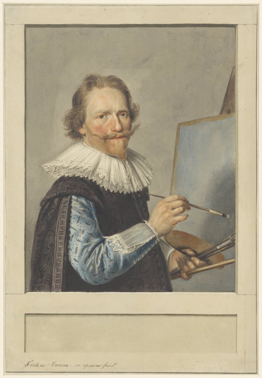 Porträt von Frederik Hendricksz. Vroom vor seiner Staffelei von Frederik Hendricksz. Vroom