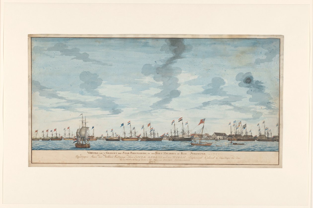 Ansicht der Stadt Paramaribo von Frederik Jägerschiöld (signed by artist)