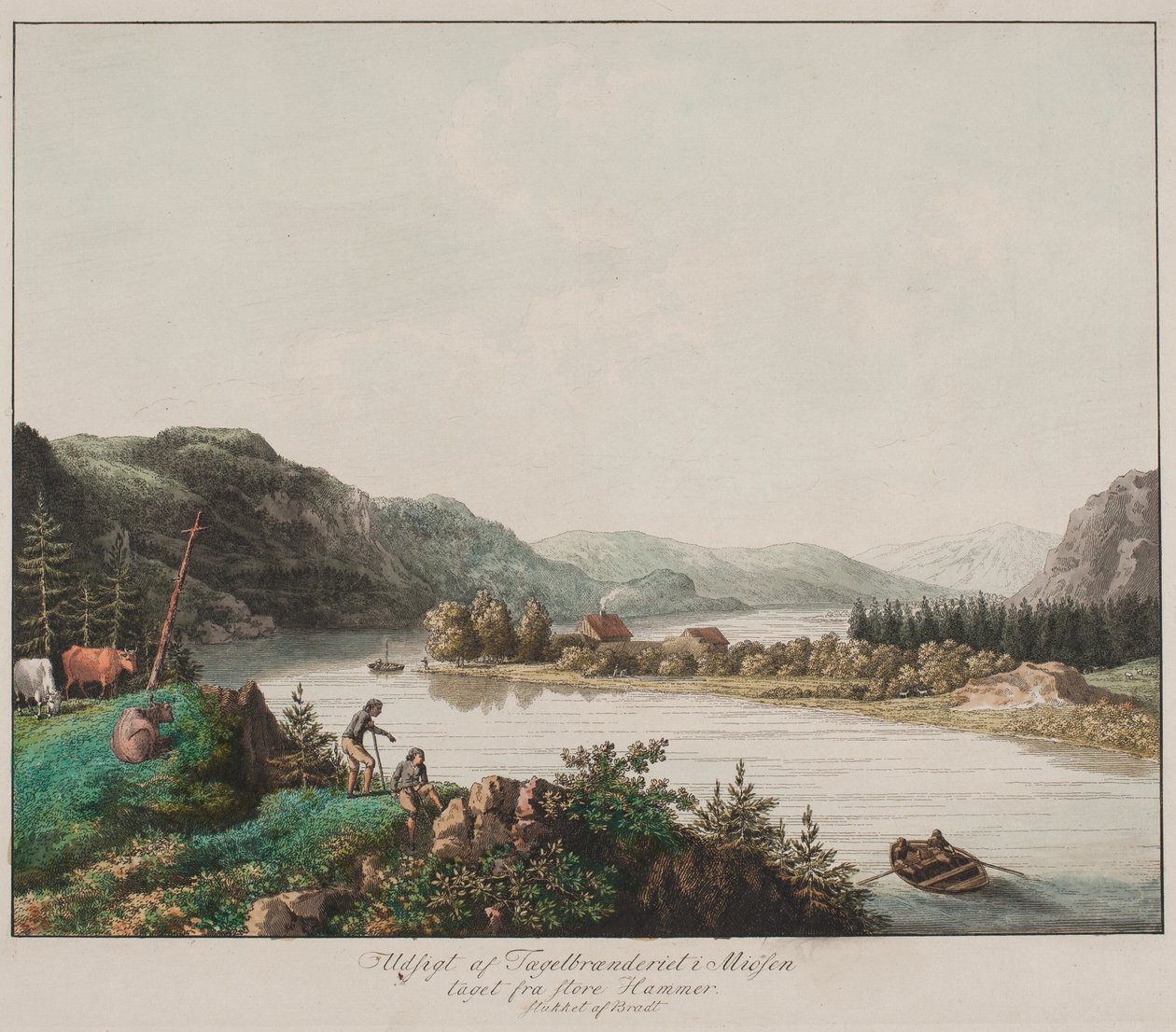 Aussicht auf die Ziegelbrennerei in Miøsen von Store Hammer aus von Frederik Ludvig  Bradt
