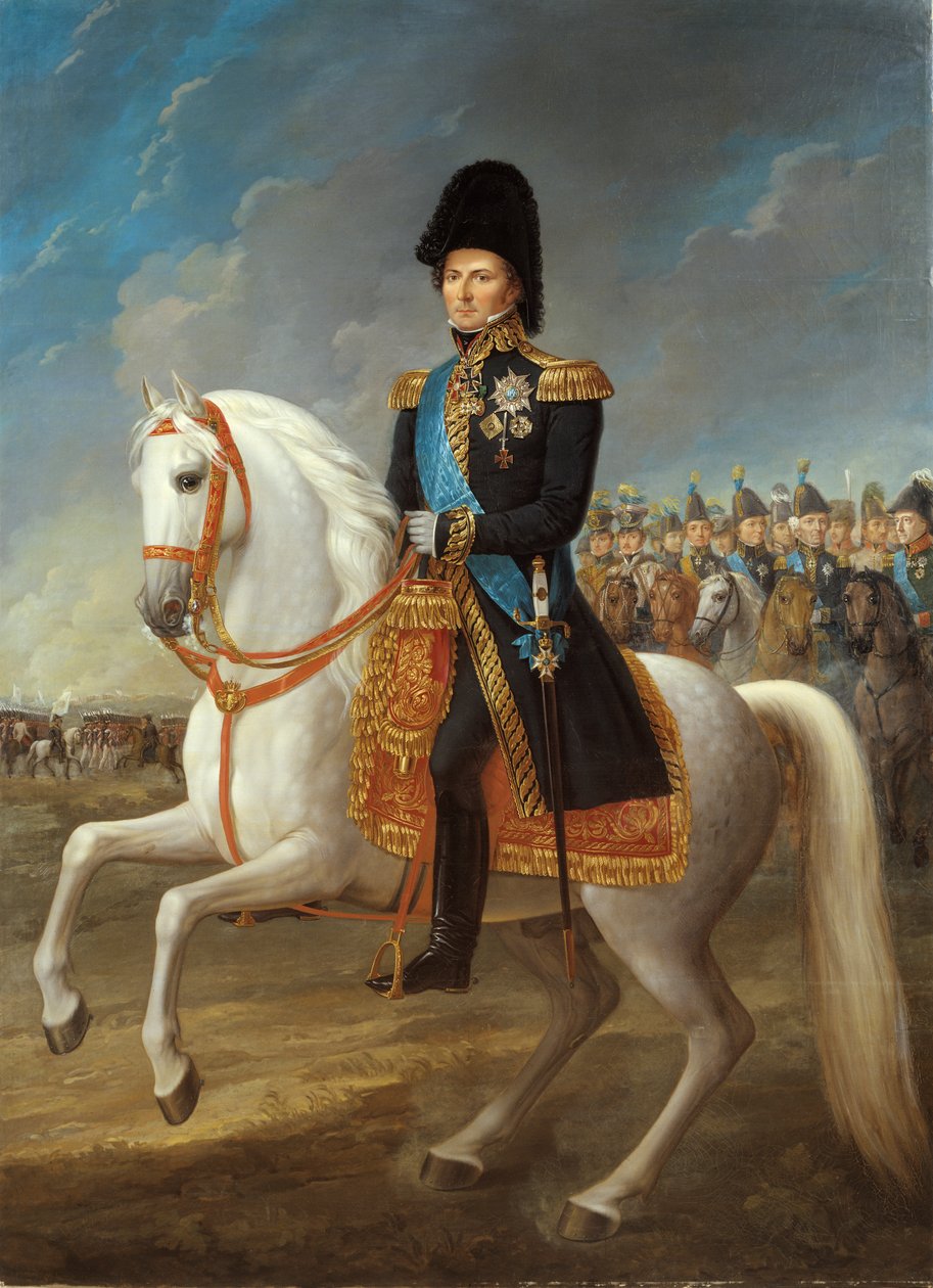 Karl XIV Johan, König von Schweden und Norwegen (1763-1844), als Kronprinz, Einzug in Leipzig 1813 von Fredric Westin