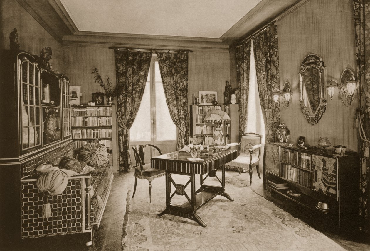 Lounge entworfen von P. Lahalle und G. Levard, Platte 21 aus Ensembles Choisis, veröffentlicht 1930 von French Photographer