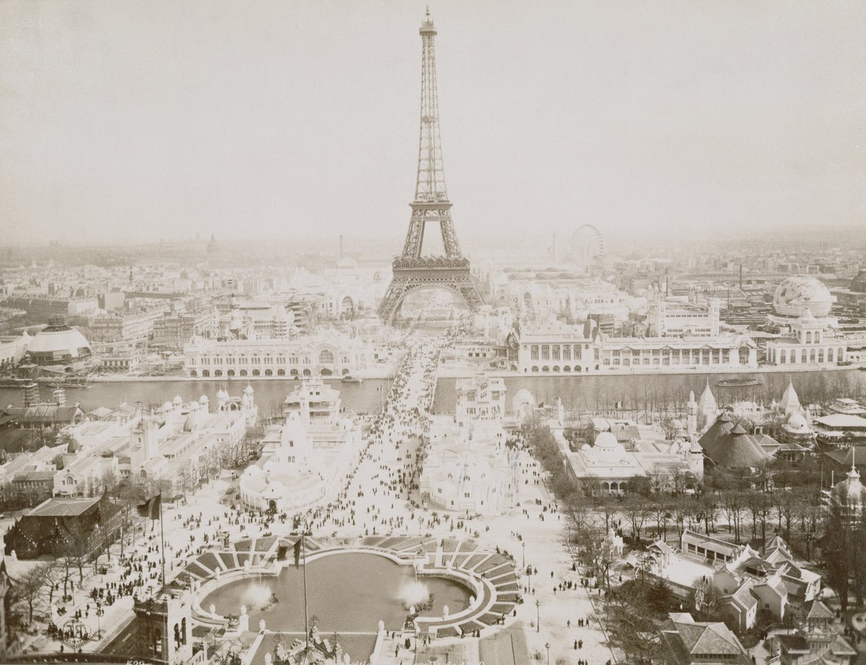 Panorama der Jardins du Trocadero und des Champ-de-Mars, Paris, ca. 1900 von French Photographer