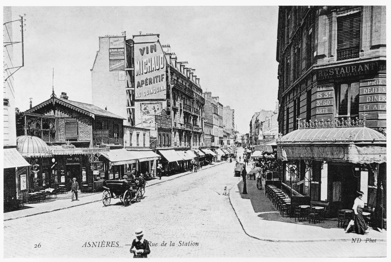 Ansicht von Asnières, Rue de la Station, ca. 1900 von French Photographer