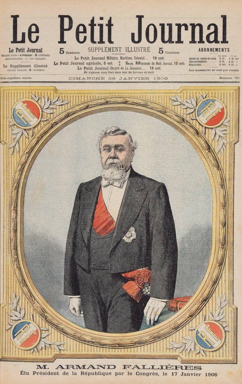 Armand Fallieres (1841-1931) zum Präsidenten der Republik (1906-13) gewählt durch den Kongress, am 17. Januar 1906, Illustration aus Le Petit Journal, 28. Januar 1906 von French School