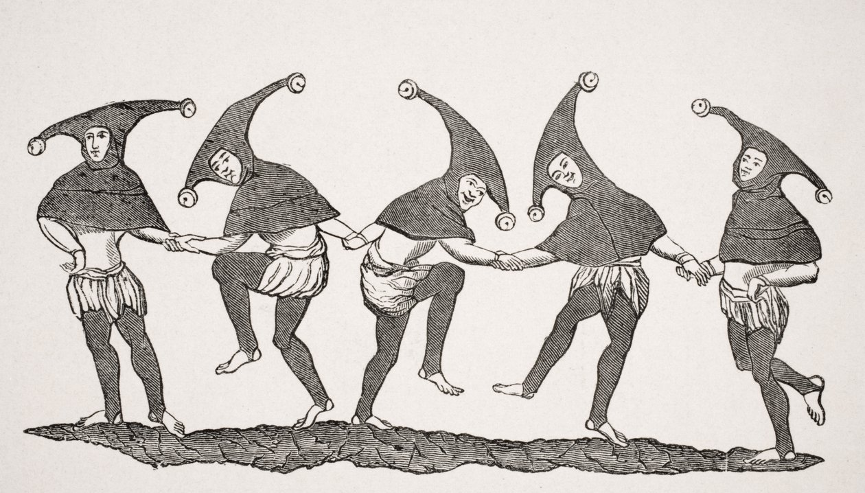 Tanz der Narren, Reproduktion einer Miniatur in einem Manuskript aus dem 13. Jahrhundert, aus 