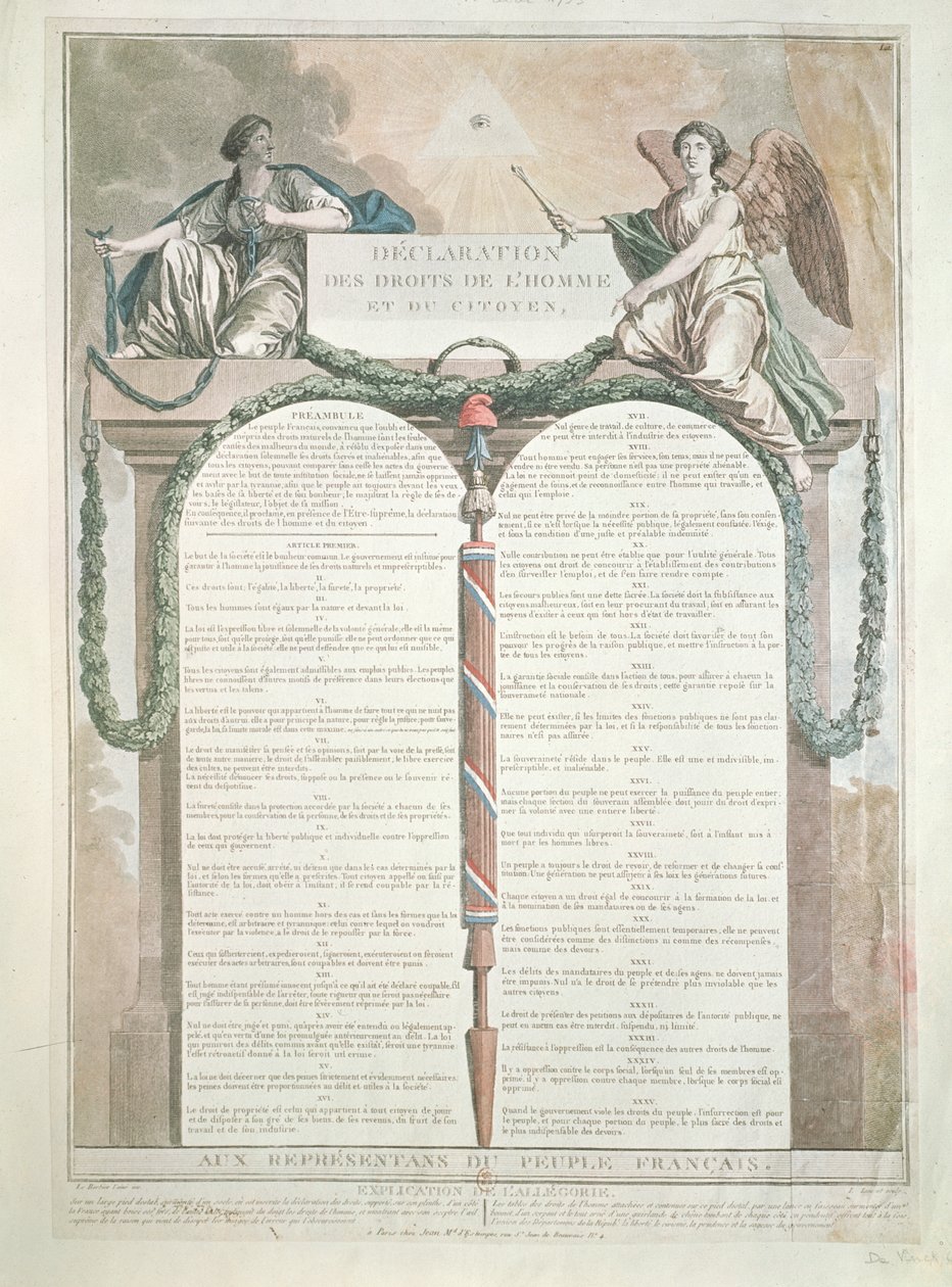 Erklärung der Menschenrechte, 10. August 1793 von French School