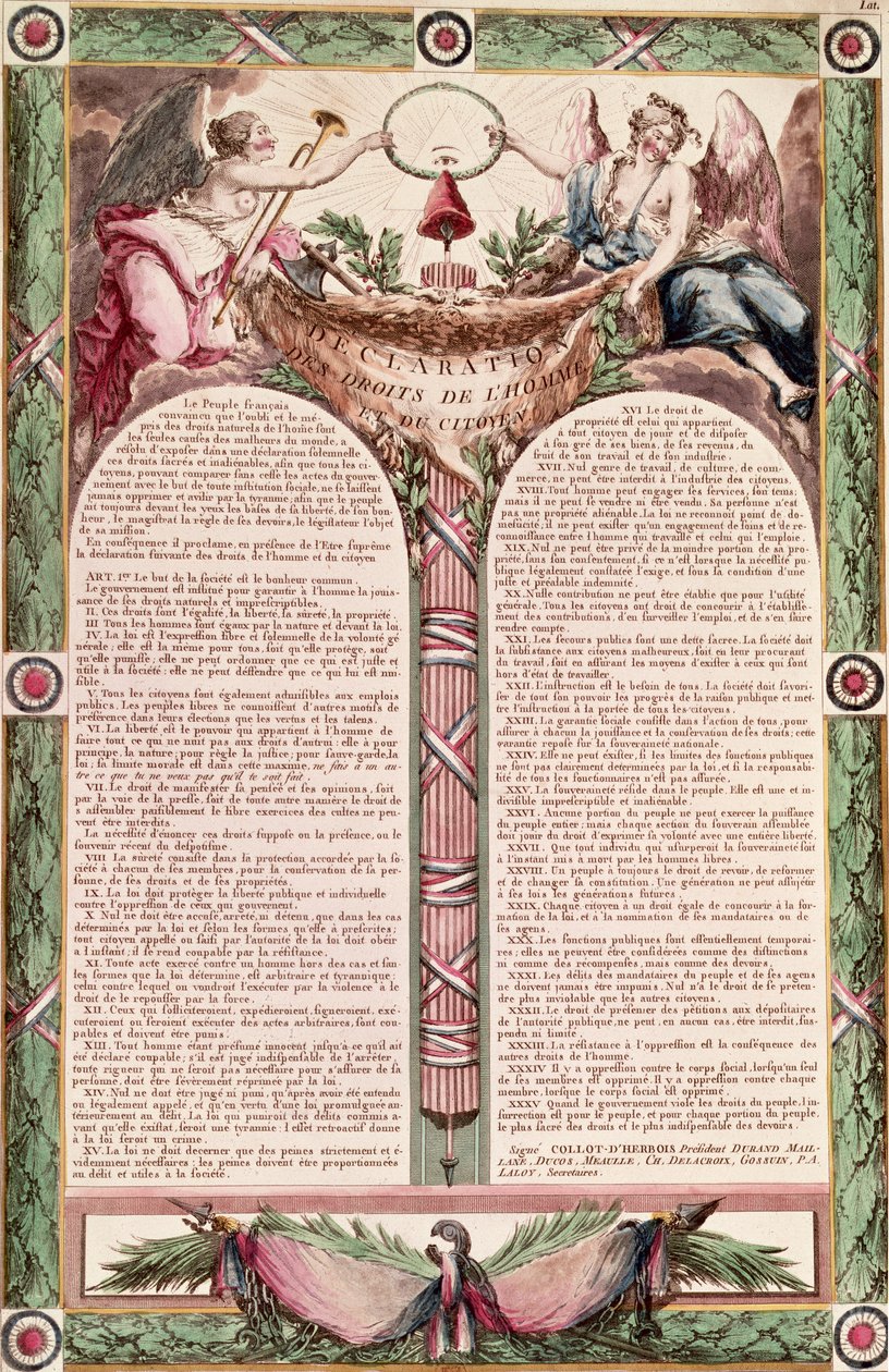 Erklärung der Menschenrechte, 1793 von French School