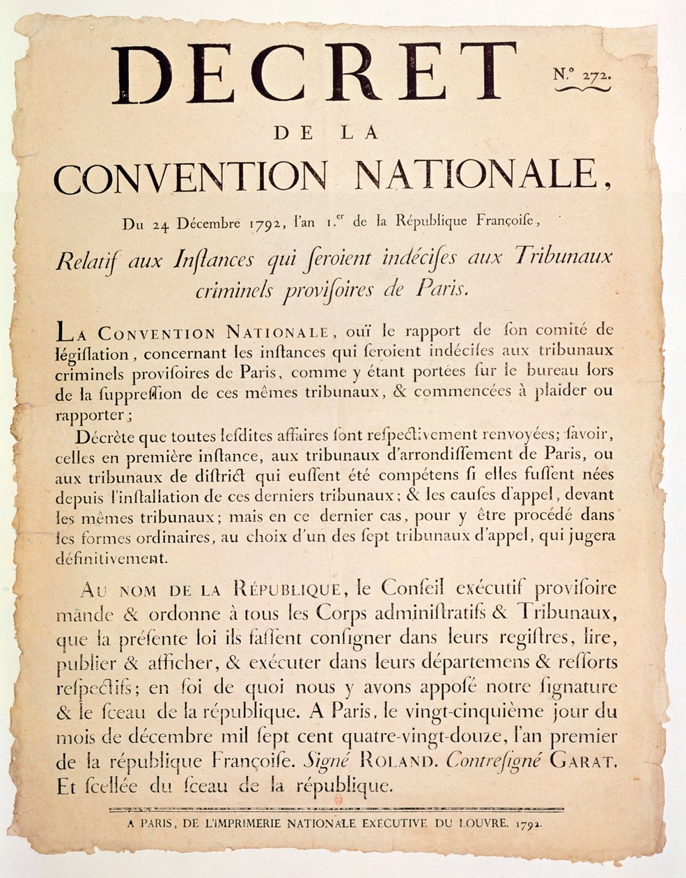 Dekret des Nationalkonvents, 24. Dezember 1792 von French School