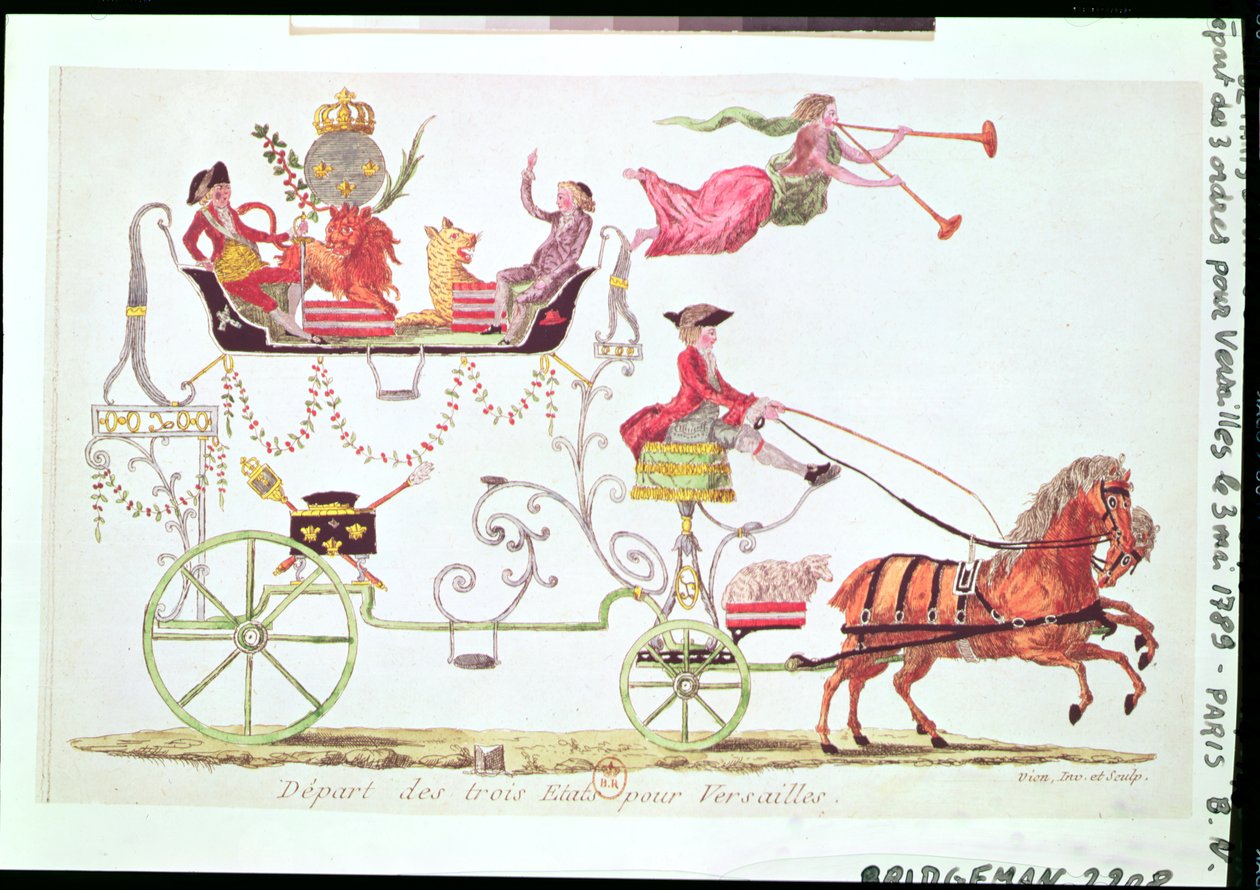 Abreise der drei Stände nach Versailles, 3. Mai 1789 von French School