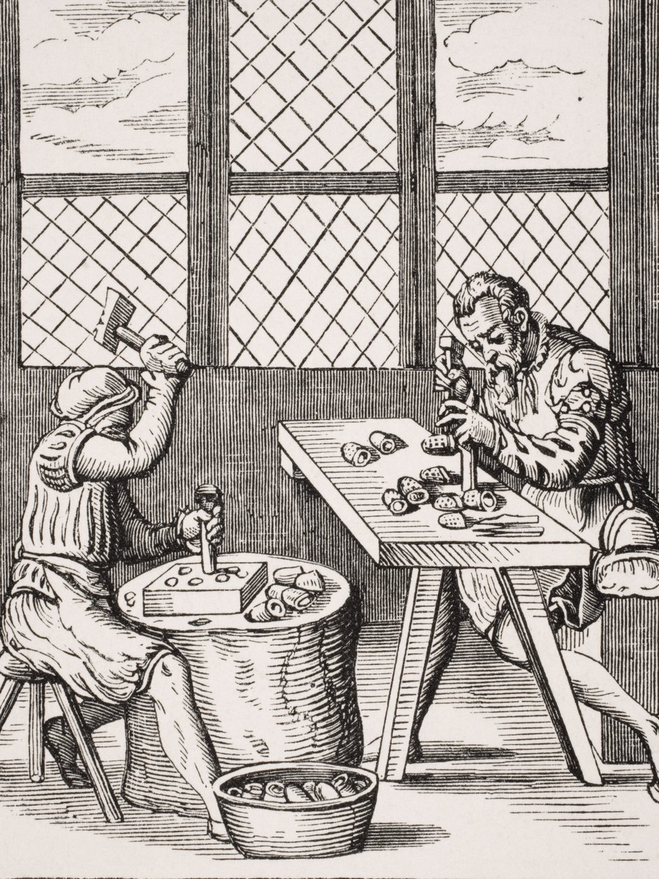 Würfelmacher, Reproduktion eines Holzschnitts von Jost Amman aus 