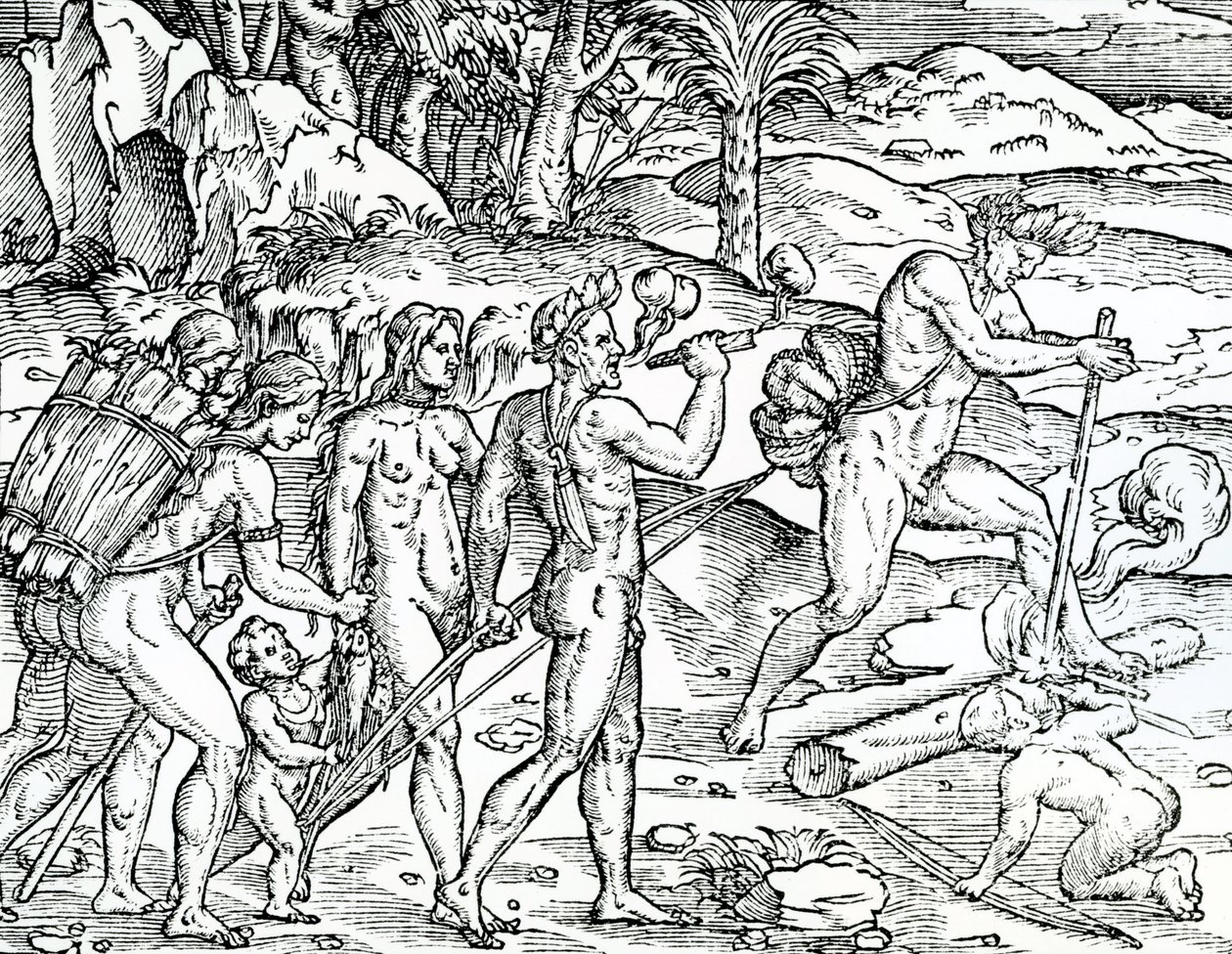 Angelszene, Brasilien, Illustration aus Singularitäten von Frankreich Antarctique, von Andre de Thevet, 1558 von French School