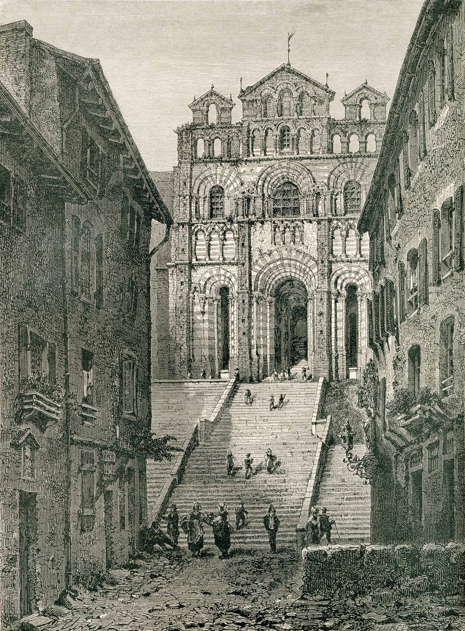 Kathedrale von Le Puy, Le Puy-en-Velay, Auvergne, im 19. Jahrhundert, aus 