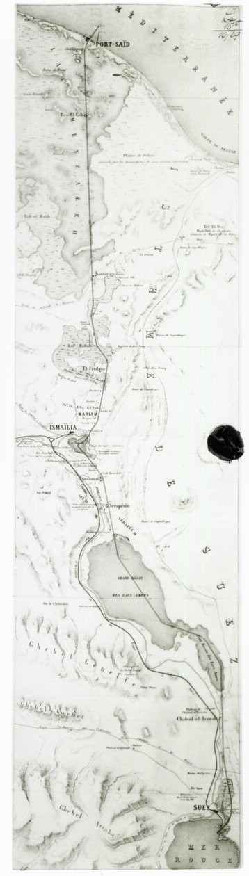 Karte des Suezkanals, ca. 1869 von French School